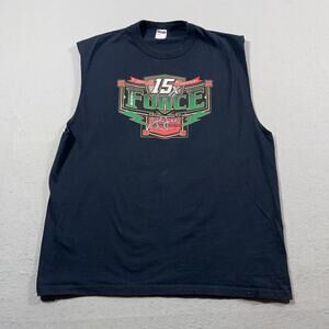 John Force Castrol GTX Drag Racing Muscle Shirt 2XL Sleeveless Jerzees NHRA Funn
